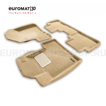Текстильные 3D коврики Euromat3D Lux в салон для Honda CR-V (2006-2012) № EM3D-002606T Бежевые