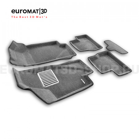 Текстильные 3D коврики Euromat3D Lux в салон для Lada Kalina (2004-) № EM3D-005310G Серые