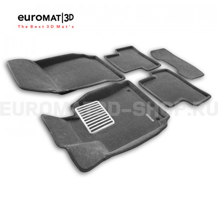 Текстильные 3D коврики Euromat3D Lux в салон для Mercedes C-Class (W204) (2007-2014) № EM3D-003503G Серые